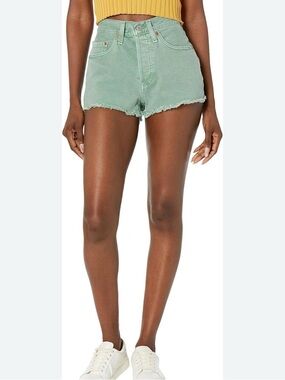 Levi's Premium 501 Mid-Rise Green Button Fly Denim Shorts - 29